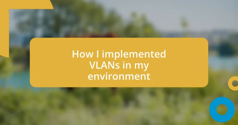 How I implemented VLANs in my environment