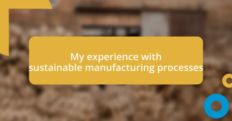 My experience with sustainable manufacturing processes